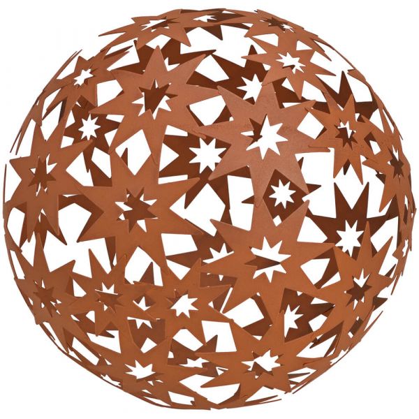 Kugel mit Sternen Gartendeko Sternkugel gestanzt Rostoptik Metall 1 Stk Ø 24 cm