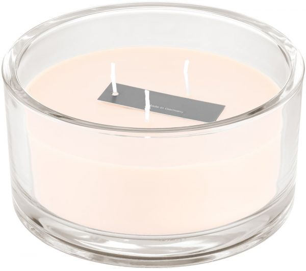 Kerze im Glas 3-Dochtkerze einfarbig uni oval Ø 15x8 cm cashmere