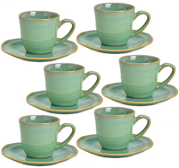 Tassen kaufen / & Teller cm Steingut 12x7 Teller grün 6er Keramik Espressotassen &