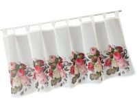 Bistrogardine Gardine Organza & Schlaufen mit bunten Rosen Blüten 1 Stk 150x60 cm