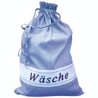 Wäschesack Wäschebeutel Landhaus blau weiß kariert & Herz Wäsche Sack 45x65 cm