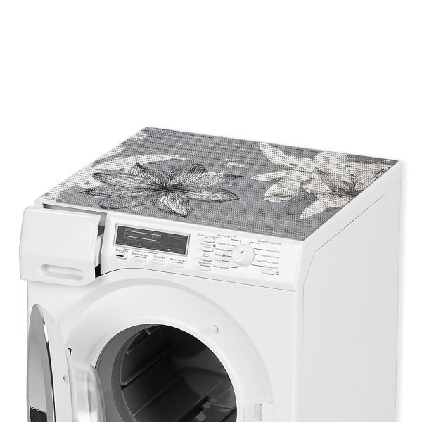 Waschmaschinenauflage Trocknerauflage schwarz weiß Blumenmotiv