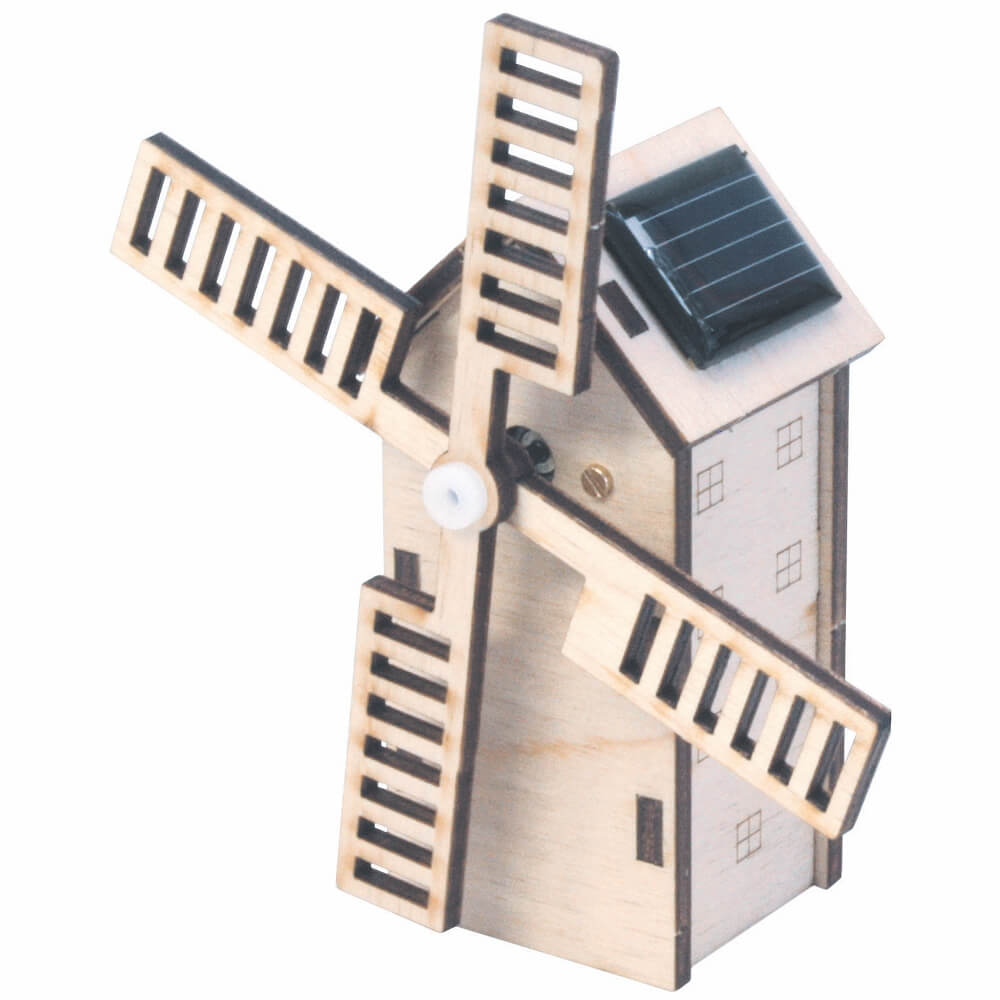 Wassermühle mit Solarantrieb Bausatz f Kinder aus Holz Bastelset ab 9 Jahren 
