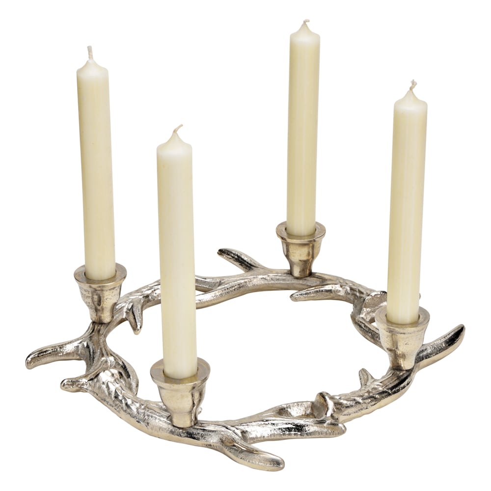 kaufen Geweih Ø Metall Adventskranz Leuchter Silber cm Stabkerzen 31x5 Kerzenhalter