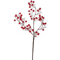 Künstlicher Beerenzweig Dekozweig Kunstpflanze rot Kunststoff 1 Stk 46 cm