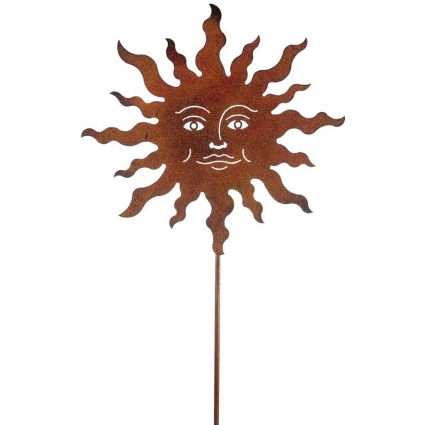 Gartenstecker große Sonne & Gesicht Rostoptik Dekostecker rost 114 cm