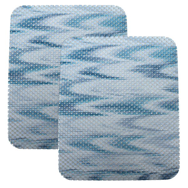 Spülbeckeneinlagen WELLEN Muster Abtropfmatten Polyester blau 2er Set 26x31 cm