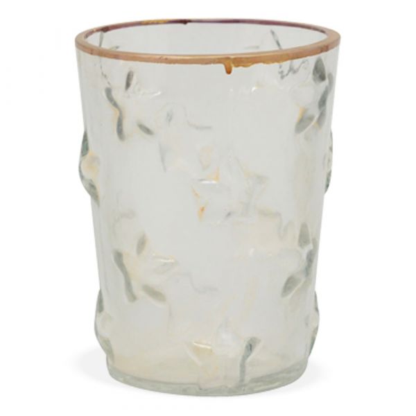 Vase Glas Goldrand Raffinierter Schliff Blumenvase Pflanztopf 60er 1 Stk 11 cm
