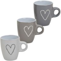 Espressotasse Tasse mit Herzdekor Herz Keramik weiß beige oder grau 1 Stk B-WARE