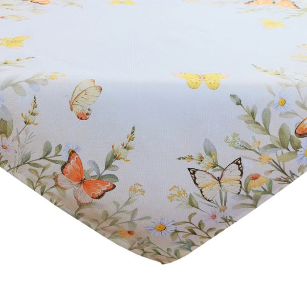 Tischdecke Schmetterlinge & Blumen weiß Stick bunt Polyester 1 Stk 85x85 cm