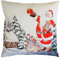 Kissenhülle Kissenbezug Weihnachtsmann Druck bunt Heimtextilien 1 Stk 40x40 cm