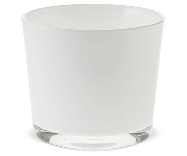 Glastopf Topf rund Pflanzgefäß Teelichtglas Glas weiß 1 Stk Ø 14,5x12,5 cm