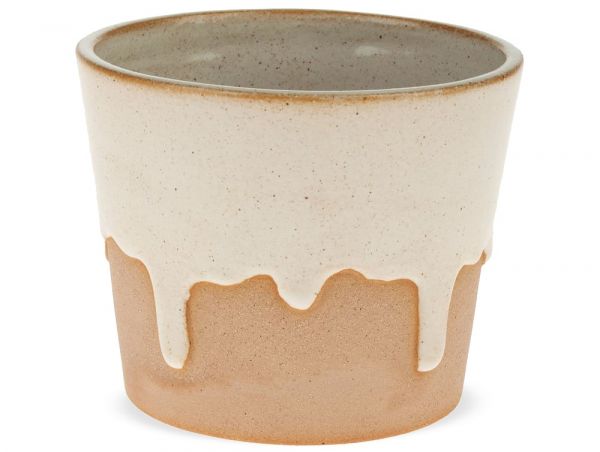 Pflanztopf Keramik Blumentopf Verlauf Glasur 1 Stk braun / creme - Ø 10x8,5 cm