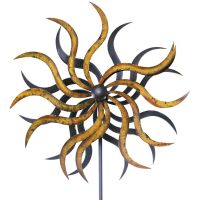 Windrad Gartendeko Metall Sonne gegenläufig gold geschraubt 1 Stk 57x185 cm