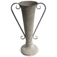 Amphore Vase Blumenvase Pflanzgefäß Kelchform & Griffe Metall grau 1 Stk 23x39,5 cm