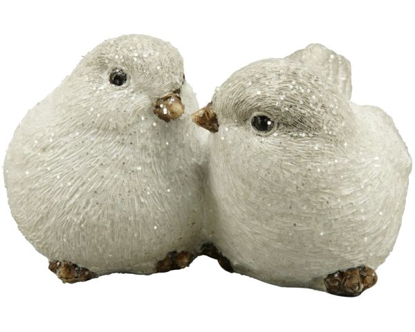 Dekofigur Vögel Figur Vogelpaar Dekoaufsteller Aufsteller braun weiß 9x7,5x5,5 cm