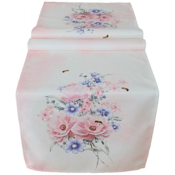 Tischläufer Blüten Pastellfarben rosa bunt bedruckt Polyester 1 Stk 40x140 cm