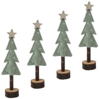 Weihnachtsschmuck Tannenbäume 4er Set Dekofigur grün Filz 21 cm
