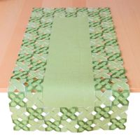 Tischläufer Kurbelstickerei grafisch grün silber Polyester 1 Stk 40x85 cm