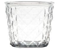 Deko-Glas zylinderförmig Windlicht Kerzenglas Rautenstruktur 1 Stk Ø 12x13 cm