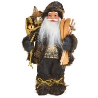 Weihnachtsmann Santa Sack Ski schwarz gold Standfigur Weihnachten 1 Stk 18x30 cm