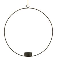 Kerzenhalter Ring Dekohänger mit Schnur Hängedeko Teelicht schwarz Ø 25x4 cm