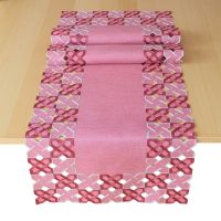 Tischläufer Kurbelstickerei grafisch rosa silber Polyester 1 Stk 40x140 cm