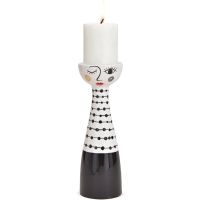 Kerzenhalter Kerzenständer Gesicht weiß & schwarze Punkte Keramik 1 Stk Ø 8x25 cm