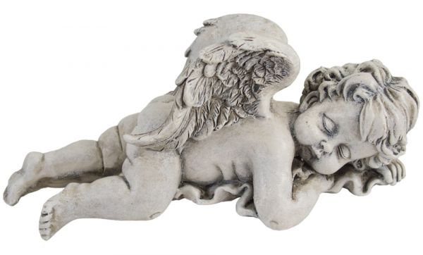 Engel liegend Engelsfigur Dekofigur Gartendeko Grabfigur Poly 1 Stk 16x6,5x7 cm
