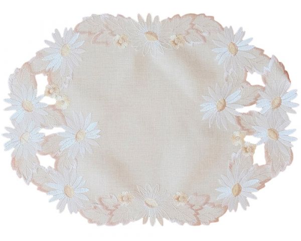 Tischläufer Blüten Bordüre Ton in Ton Stick beige Polyester 1 Stk 35x50 cm