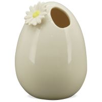 Dekovase Vase Ostereiform Blüten Keramikvase Osterdeko creme - 1 Stk Ø 9x11,2 cm