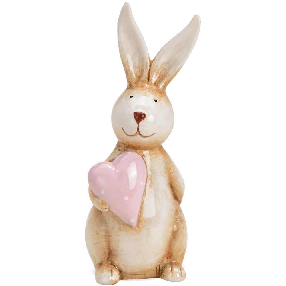 Osterhase Keramik Dekofigur Hase mit rosa Herz Ostern Osterdeko 1 Stk  7x6x17 cm kaufen