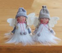 Engel Engelchen Weihnachtsengel Dekofiguren Weihnachten 2er Set grau weiß 8 cm