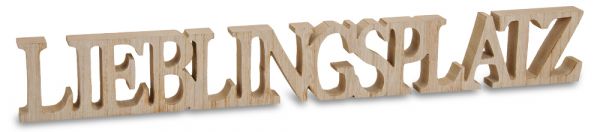 3D Holz Schriftzug Lieblingsplatz Deko Buchstaben zum Stellen / Hängen 60x2x8 cm