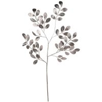 Kunstzweig runden Blättern Dekozweige glänzend Kunststoff silber 1 Stk 68 cm