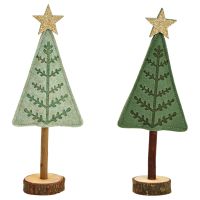 Weihnachtsschmuck Tannenbäume 2er Set Dekofigur grün Filz 27 cm