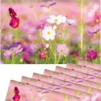 Tischsets Platzsets MOTIV abwaschbar Frühling Blumen pink weiß Blumenwiese 8er