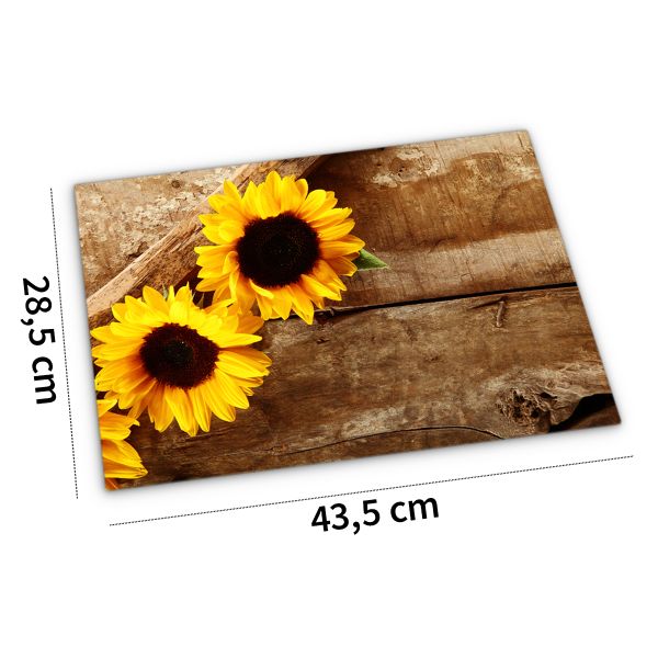 Tischset Platzset MOTIV Sonnenblumen auf Holz 1 Stk abwaschbar 43,5x28,5 cm