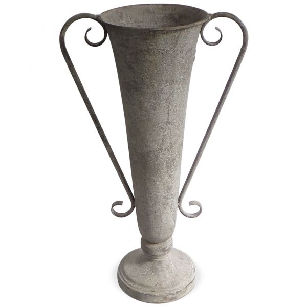 Amphore Vase Blumenvase Pflanzgefäß Kelchform & Griffe Metall grau 1 Stk 26,5x47 cm