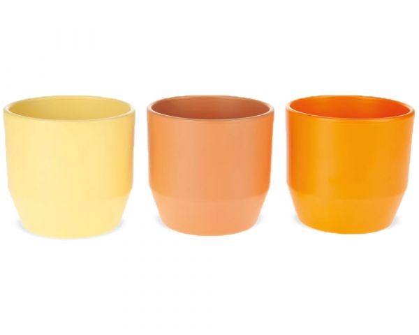 Keramik Pflanztöpfe Blumentöpfe konisch uni gelb apricot orange 3er Ø 15 cm