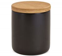 Vorratsdose Dose & Deckel Keramikdose Holzdeckel Bambus schwarz 1 Stk Ø 10x11,5 cm