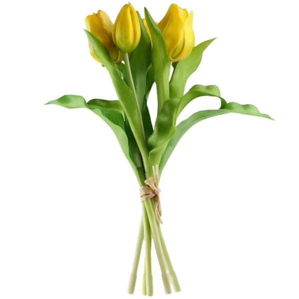 Tulpen Blumenstrauß Kunstblumen Frühlingsblumen 1 Bund á 5 Stk - gelb