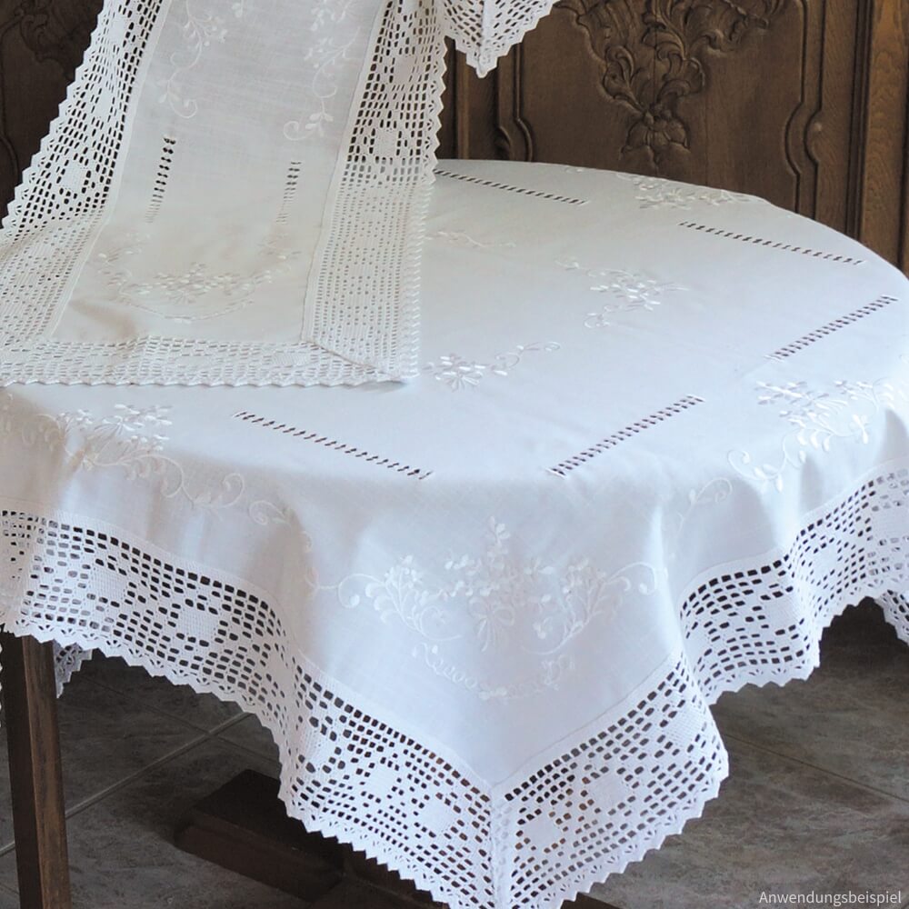 Weiß Tischläufer Vintage Stickerei Spitze Deckchen Mitteldecke Hochzeit Deko