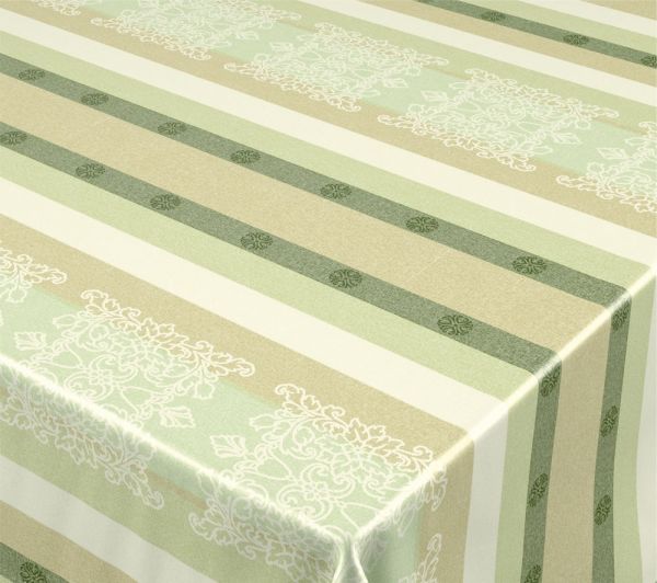 Tischdecke In- Outdoor Tischtuch Streifen Verzierungen Vlies grün 110x140 cm