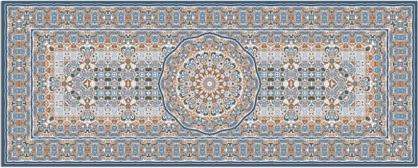 Teppichläufer Küchenläufer Teppich Perser Ornamente blau orange waschbar 60x150 cm