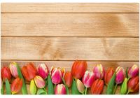 Tischset Platzset MOTIV Frühling bunte Tulpen auf Holz 1 Stk. abwaschbar