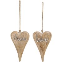 Holz Herzen Holzherzen Anhänger Schrift Home & Love aus Metall 2er Set je 26 cm