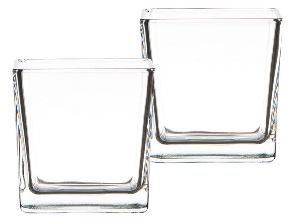 Würfel Gläser Dekogläser dickwandig quadratisch Kerzengläser Vase 2er - 10x10x10 cm
