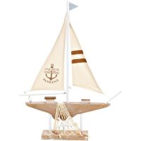 Segelboot Schiff & Segel Maritim Holzaufsteller Badezimmerdeko 35x48 cm