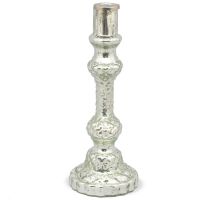 Kerzenhalter Kerzenleuchter Deko Glas Shabby Vintage knaufartig silber 1 Stk - 27,5 cm